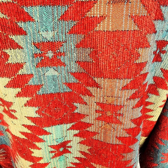 Vintage Circle T Zip Front Southwestern Woven Duster Jacket Terracotta Large - Picture 12 of 16